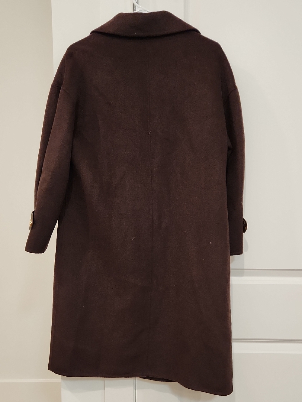 NWOT Doubel Faced Wool Blend Long Coat with Logo-Trim Pockets - Picture 6 of 9